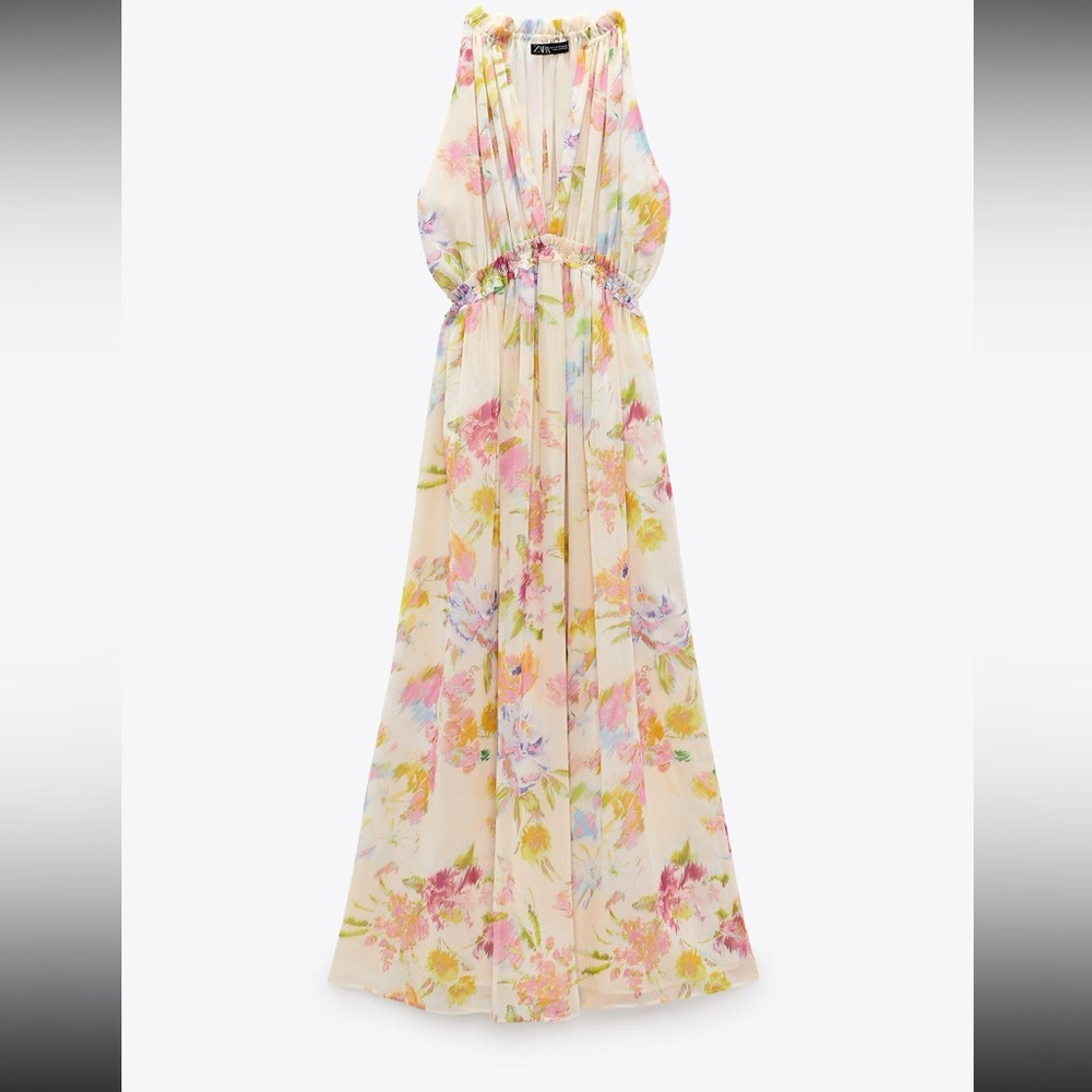 Zara Long Floral Print Dress
